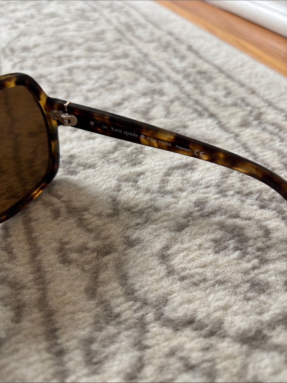 kate spade Tortoise Pattern Oversized Square Sunglasses - polarized Brown Lenses - Picture 7 of 8